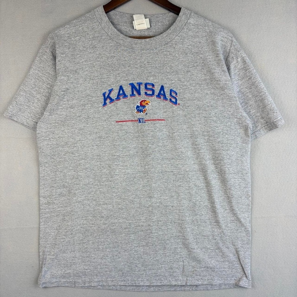 Vintage Kansas University Grey Embroidered Lee Sport Tee Shirt M